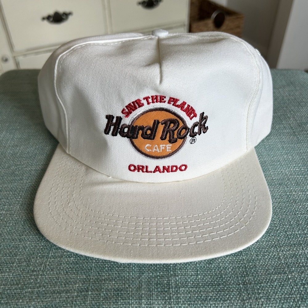 Vintage 80's Hard Rock Cafe Orlando Save the Planet White Snapback Hat